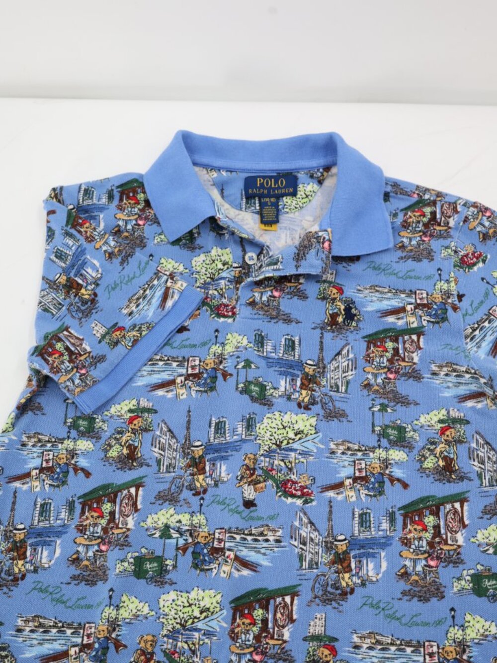 Polo Ralph Lauren Polo Shirt Boys Large polo Bear Paris cafe Printed Mesh france